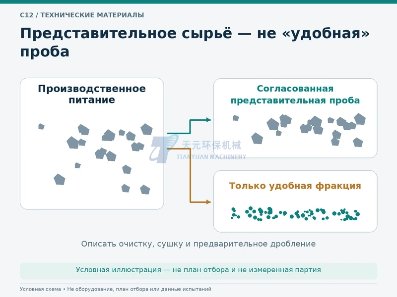 Условное отличие представительного питания от выборочно отобранного лёгкого для помола сырья