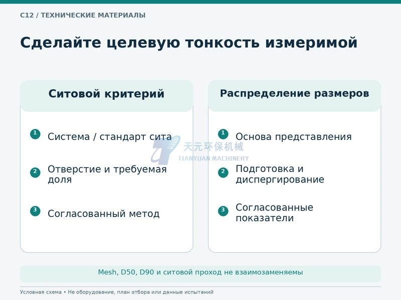 Ситовые требования и показатели распределения размеров нуждаются в условиях измерения